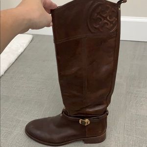 Tory Burch Brown Leather Riding Boots
